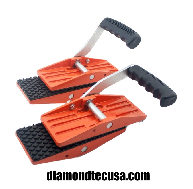 single handle carry clamps on large format porcelain tile
